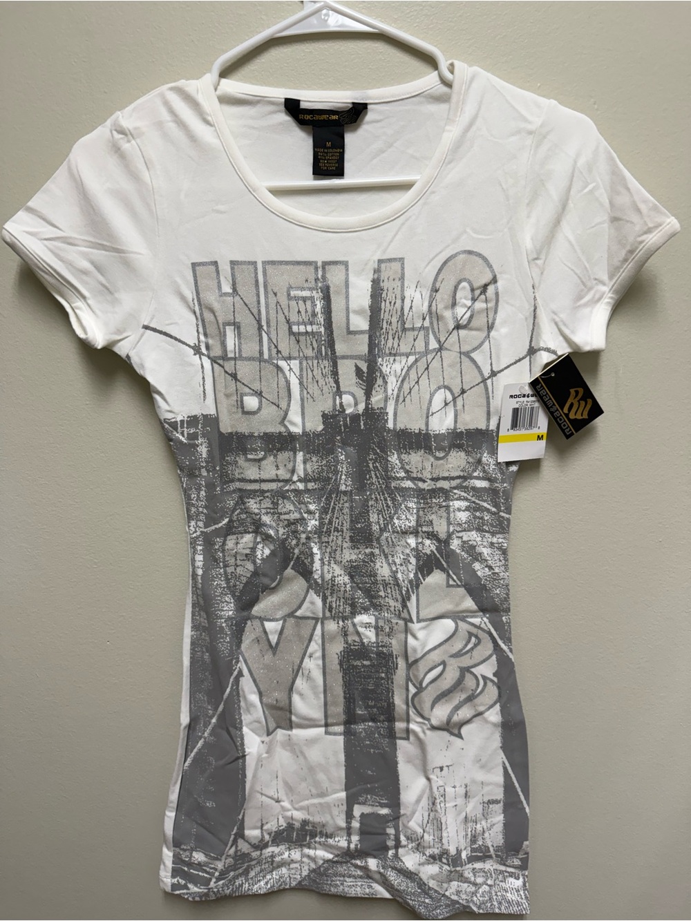 Rocawear Women’s HELLO BROOKLYN stretchy Slim Fit Shirt/Dress Sz Medium NWT